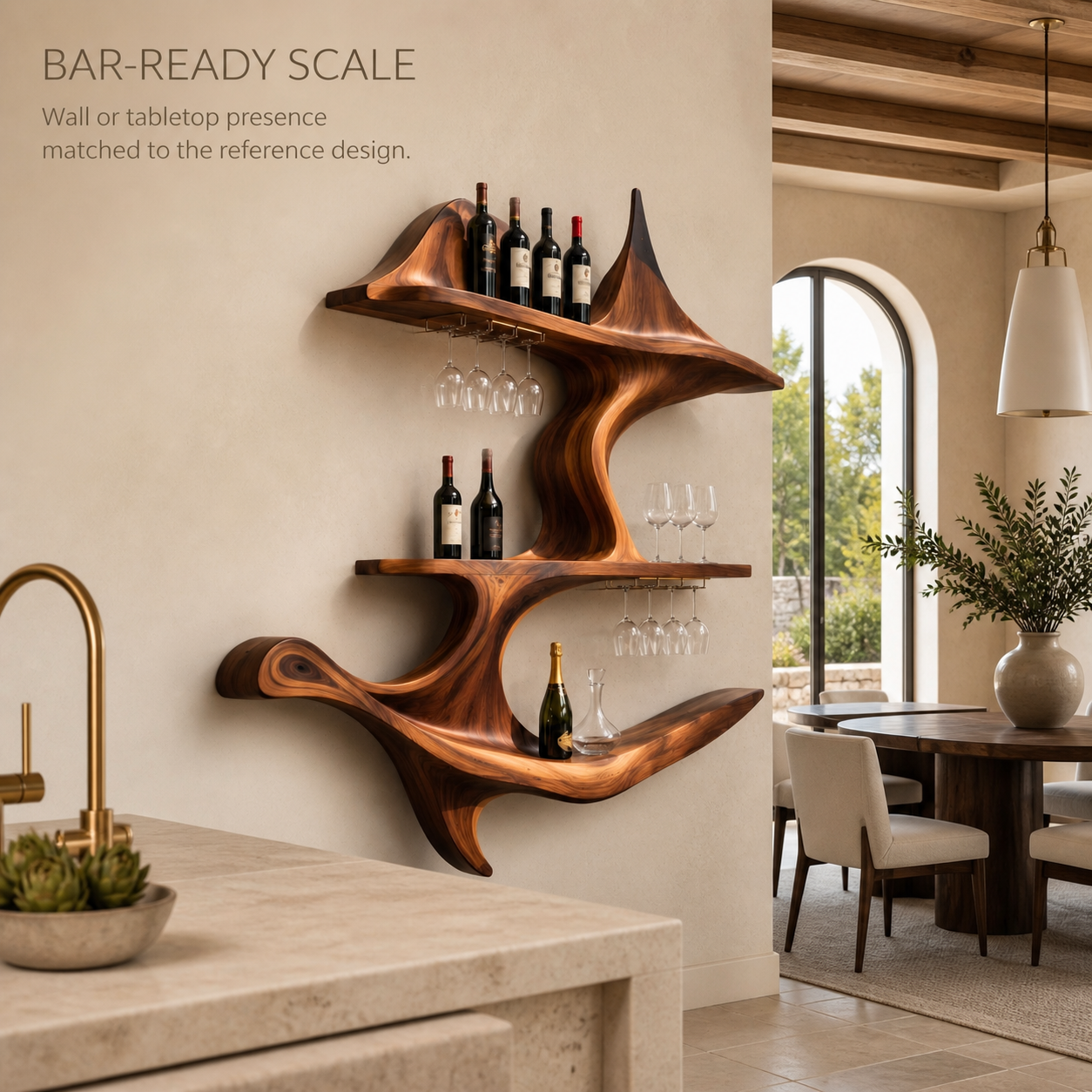 Elara Curved Natural Wood Wine Holder - Design 347 - product image 04