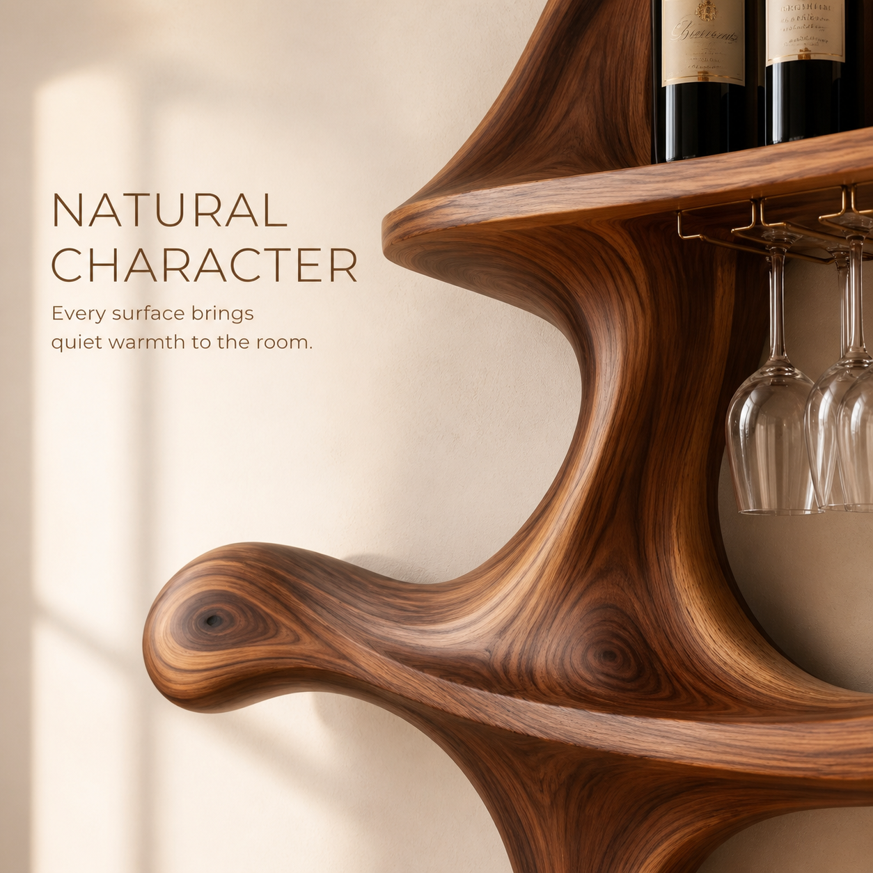 Elara Curved Natural Wood Wine Holder - Design 347 - product image 05