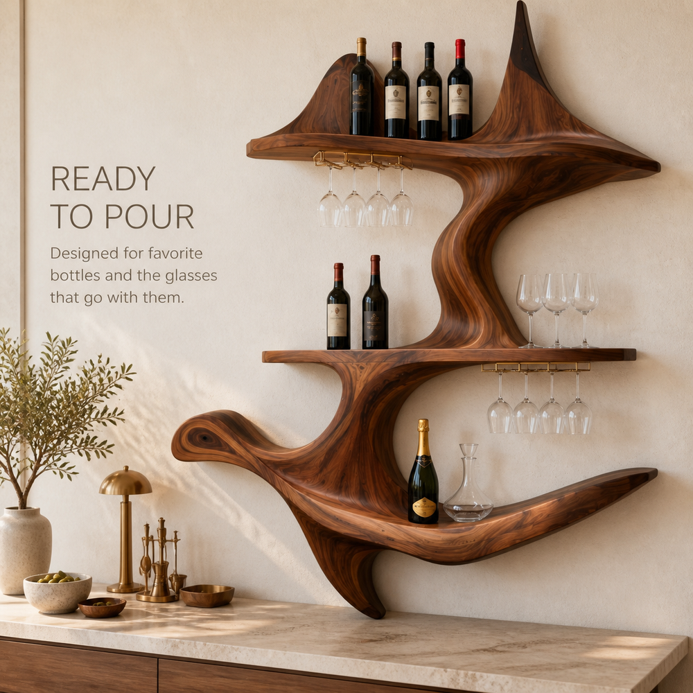 Elara Curved Natural Wood Wine Holder - Design 347 - product image 07