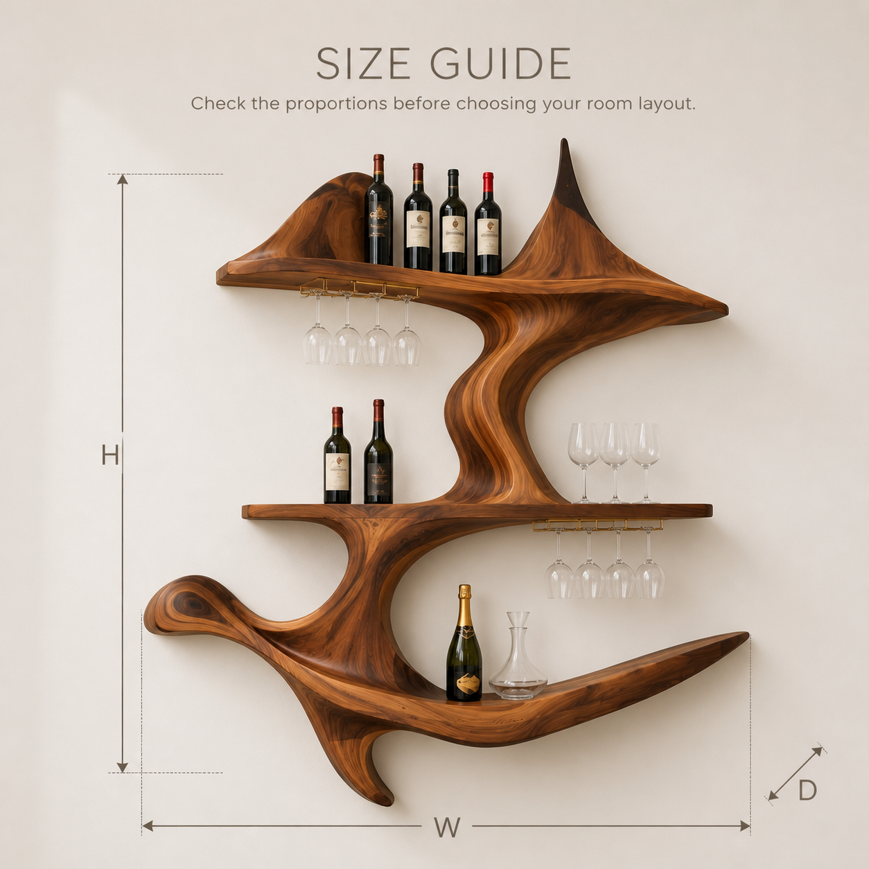 Elara Curved Natural Wood Wine Holder - Design 347 - product image 08