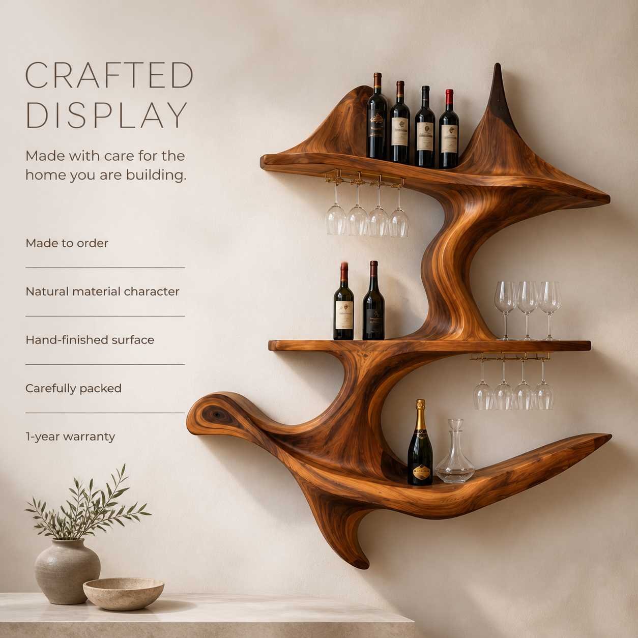 Elara Curved Natural Wood Wine Holder - Design 347 - product image 09