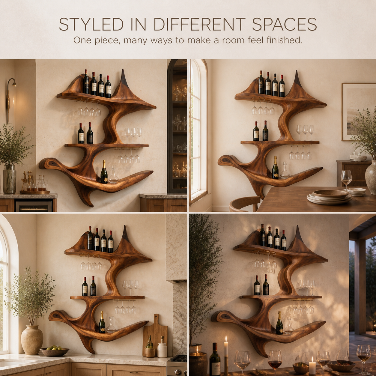 Elara Curved Natural Wood Wine Holder - Design 347 - product image 10