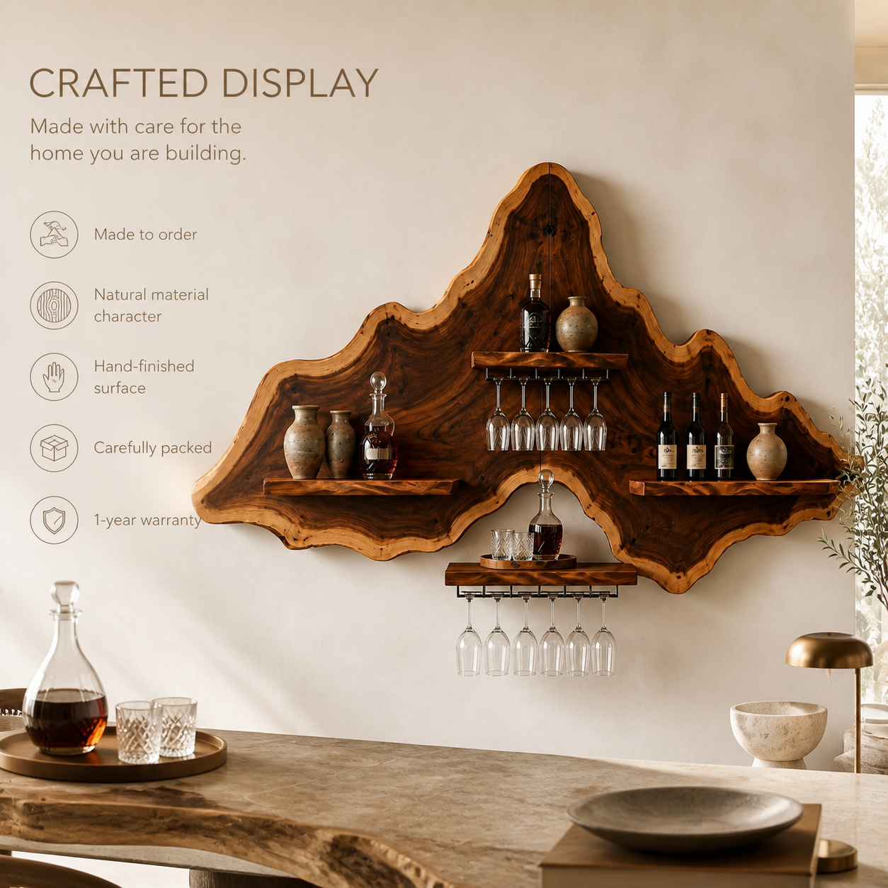 Veyra Natural Wood Wall Wine Rack - Design 348 - product image 09