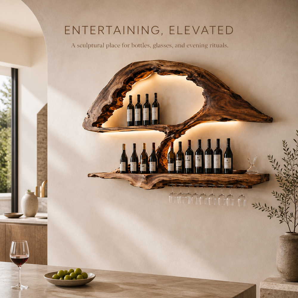 Rowan Natural Wood Wall Wine Holder - Design 351 - product image 02