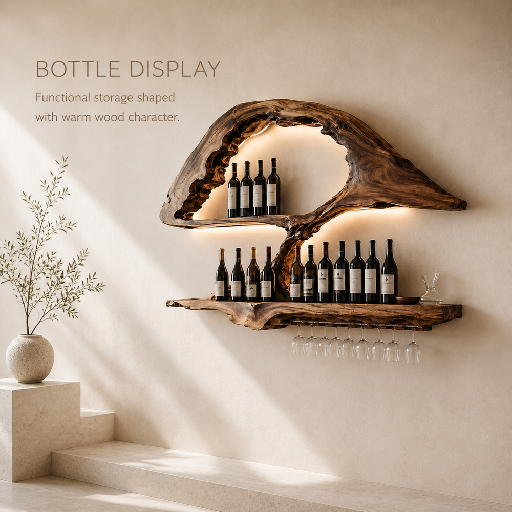 Rowan Natural Wood Wall Wine Holder - Design 351 - product image 03