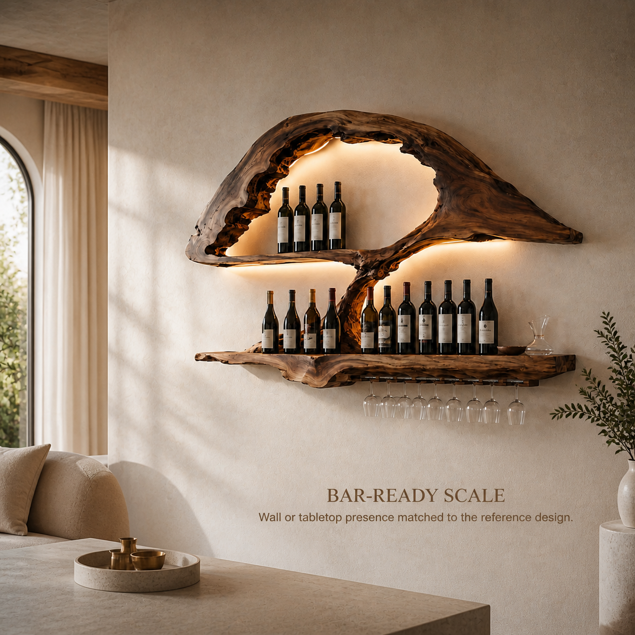 Rowan Natural Wood Wall Wine Holder - Design 351 - product image 04