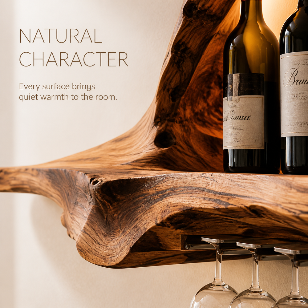 Rowan Natural Wood Wall Wine Holder - Design 351 - product image 05