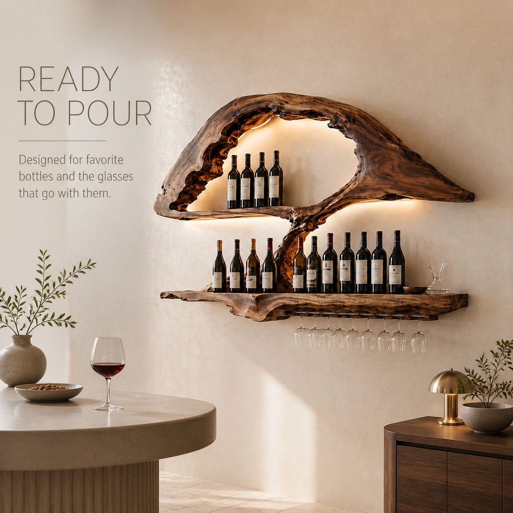 Rowan Natural Wood Wall Wine Holder - Design 351 - product image 07
