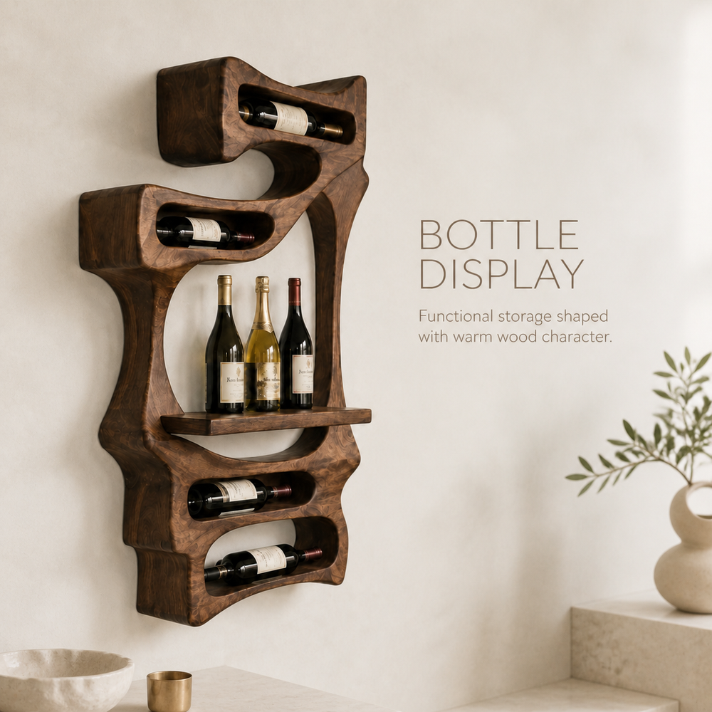 Elara Curved Natural Wood Wine Holder - Design 355 - product image 03