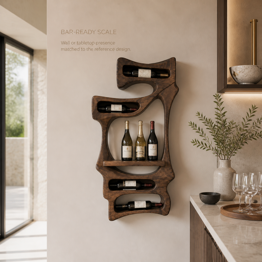 Elara Curved Natural Wood Wine Holder - Design 355 - product image 04