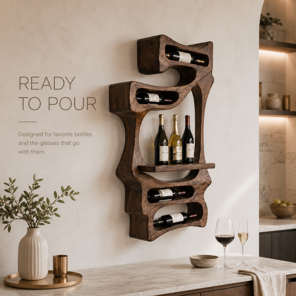 Elara Curved Natural Wood Wine Holder - Design 355 - product image 07