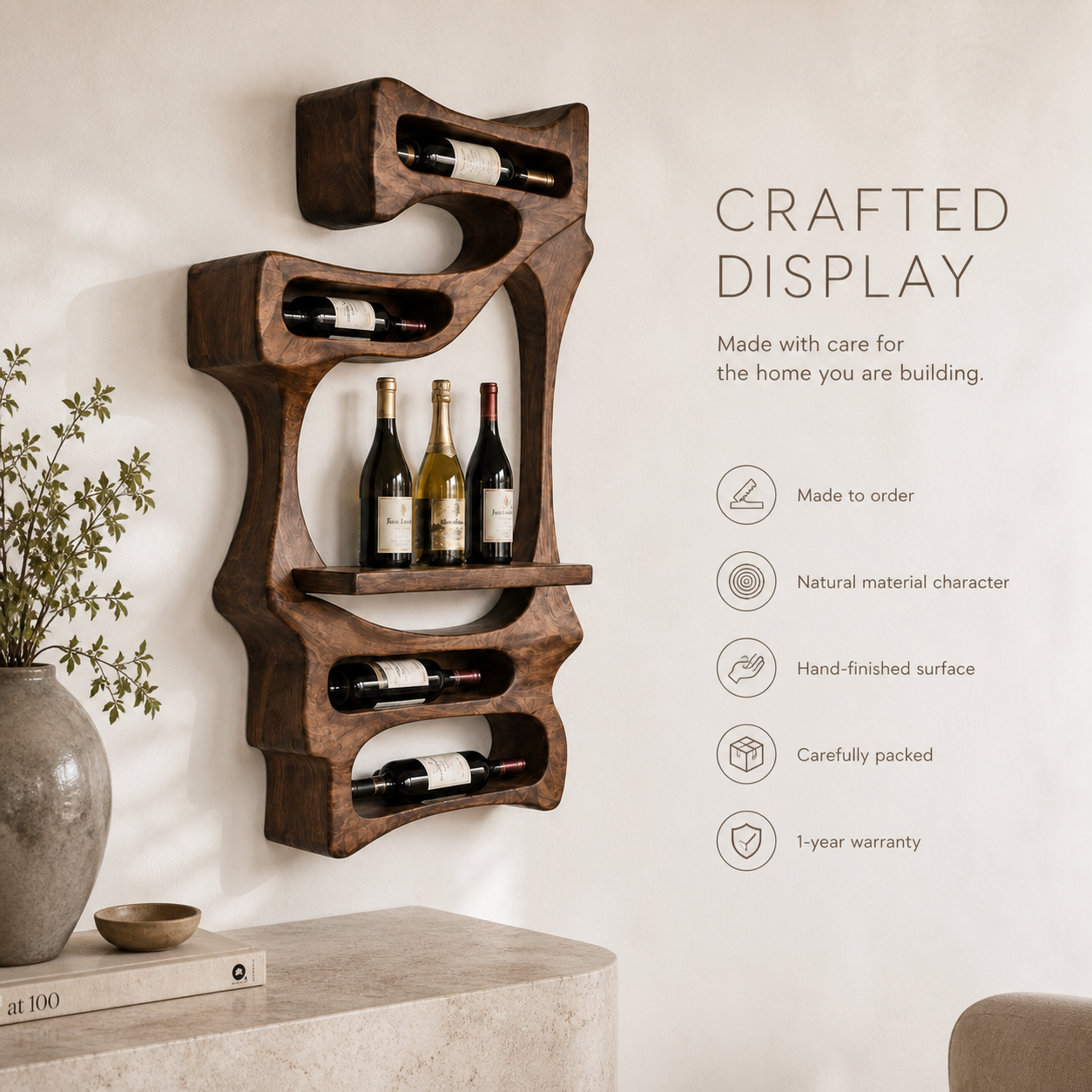 Elara Curved Natural Wood Wine Holder - Design 355 - product image 09