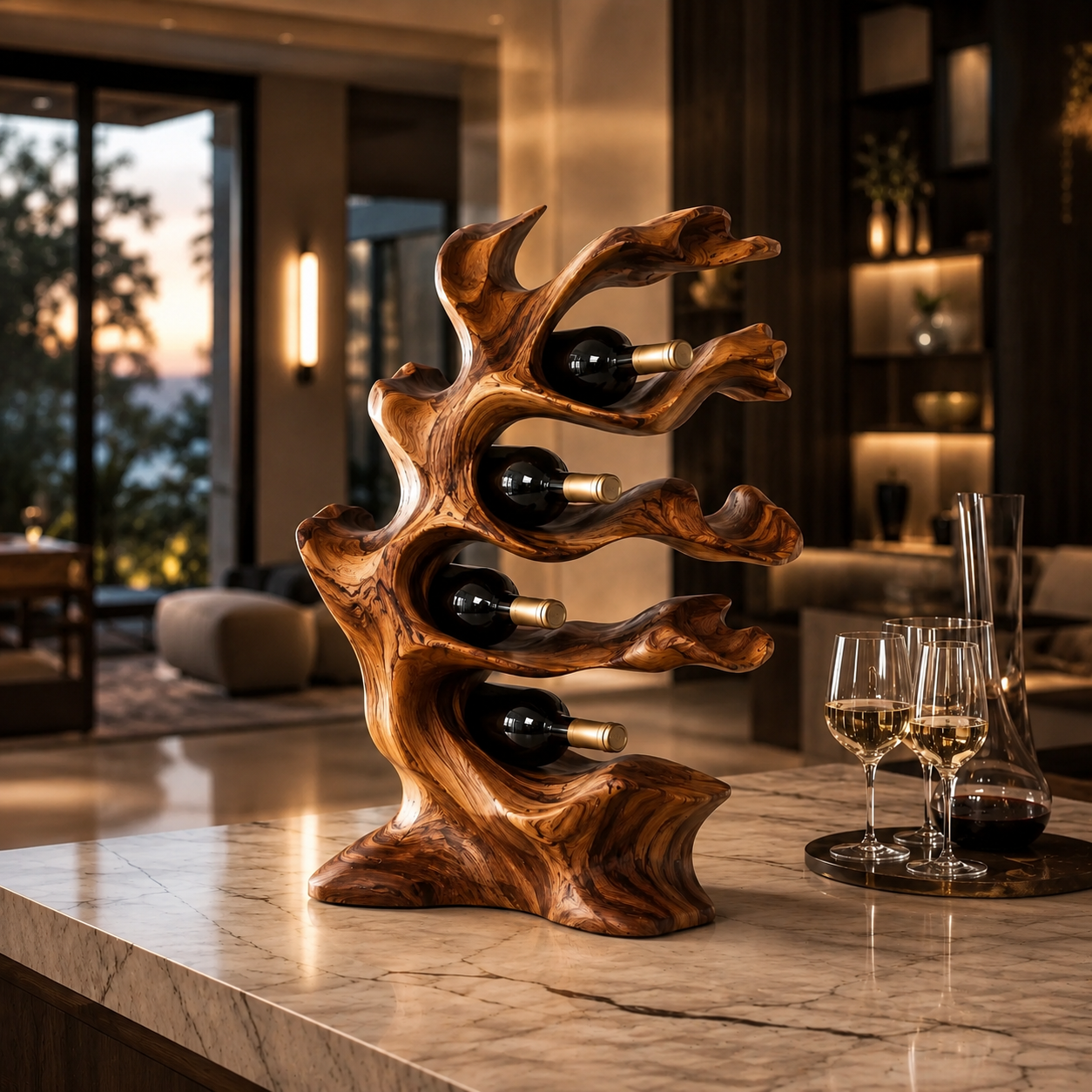 Veyra Natural Wood Counter Wine Rack - Design 356 - main view