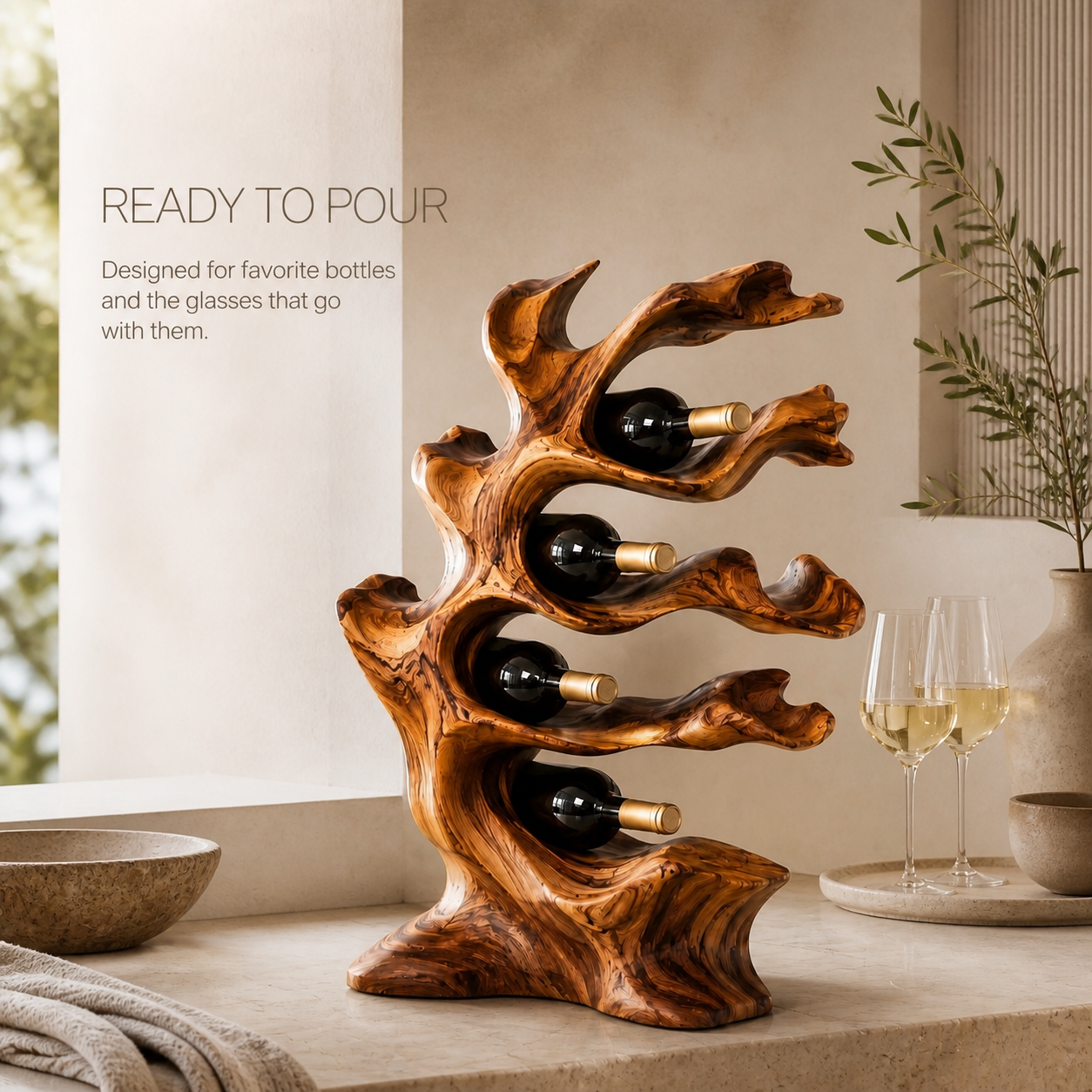 Veyra Natural Wood Counter Wine Rack - Design 356 - product image 07