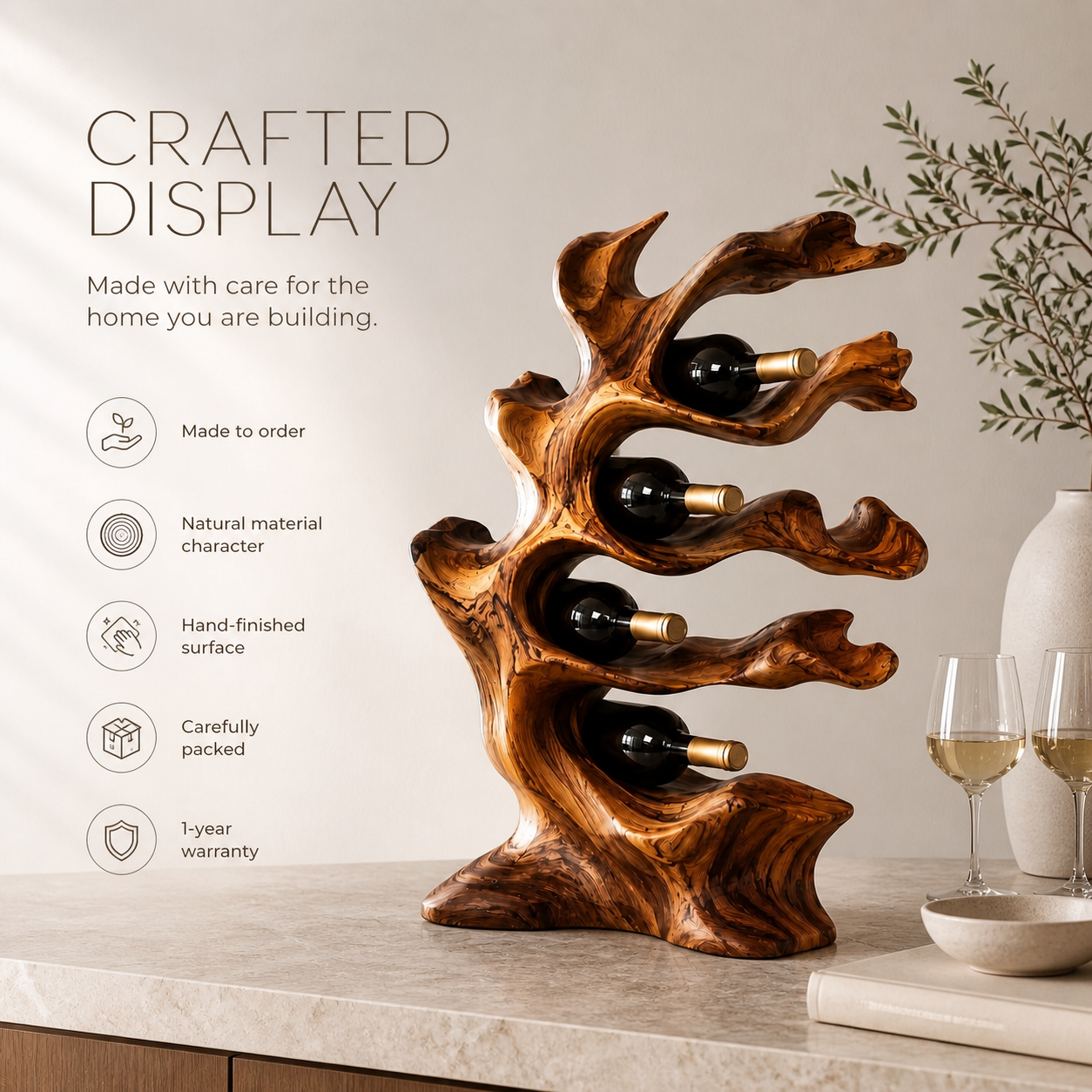 Veyra Natural Wood Counter Wine Rack - Design 356 - product image 09