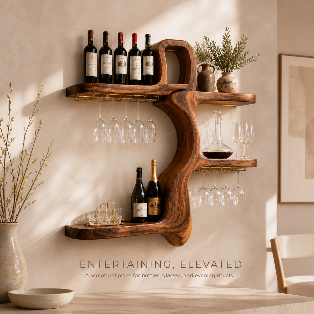 Rowan Natural Wood Wall Wine Holder - Design 359 - product image 02