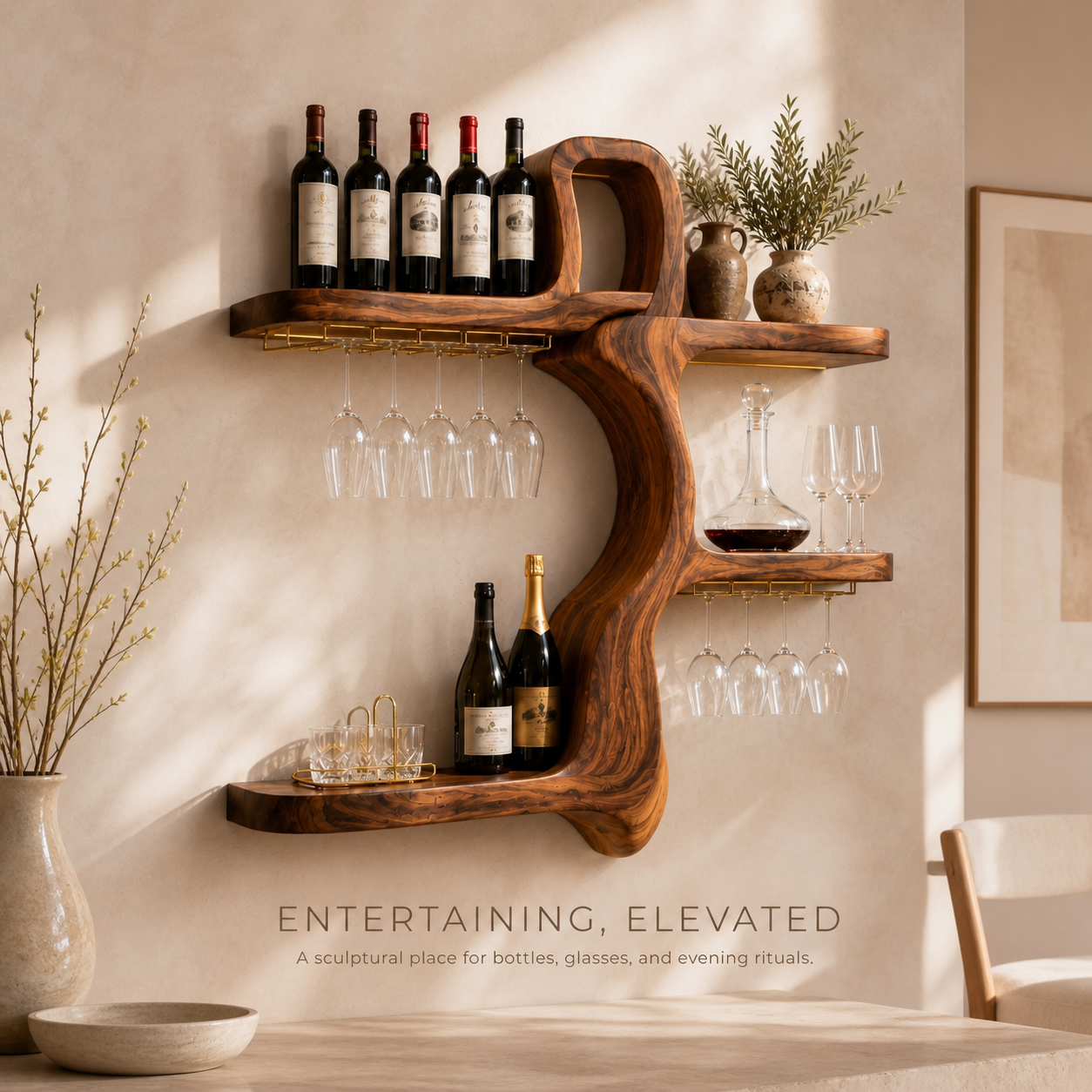 Rowan Natural Wood Wall Wine Holder - Design 359 - product image 02