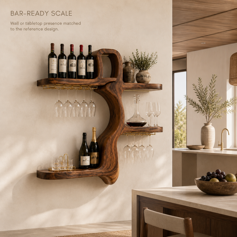 Rowan Natural Wood Wall Wine Holder - Design 359 - product image 04