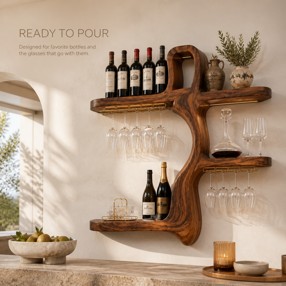 Rowan Natural Wood Wall Wine Holder - Design 359 - product image 07