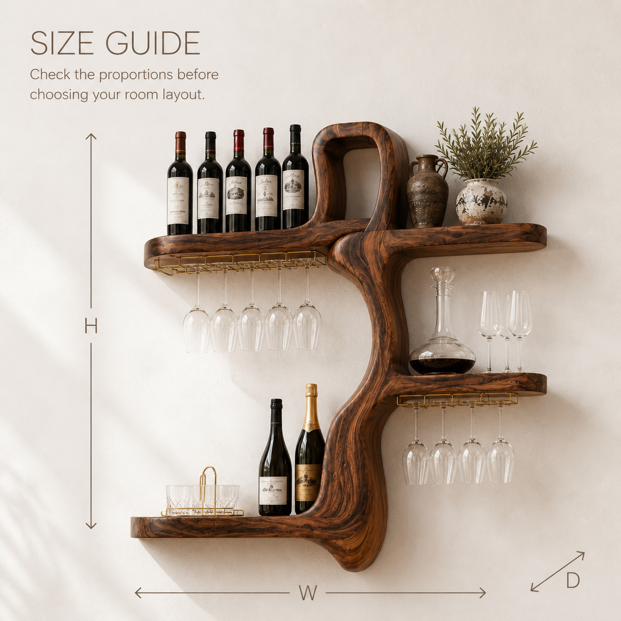 Rowan Natural Wood Wall Wine Holder - Design 359 - product image 08