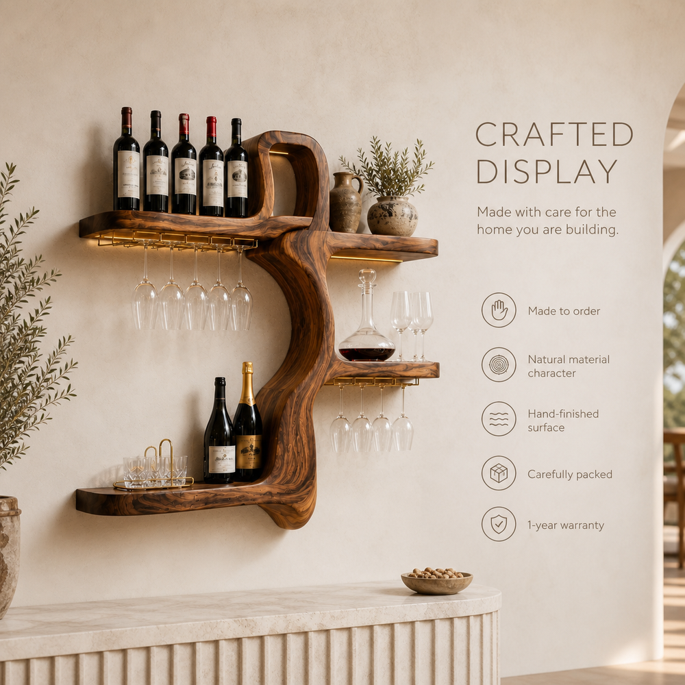 Rowan Natural Wood Wall Wine Holder - Design 359 - product image 09