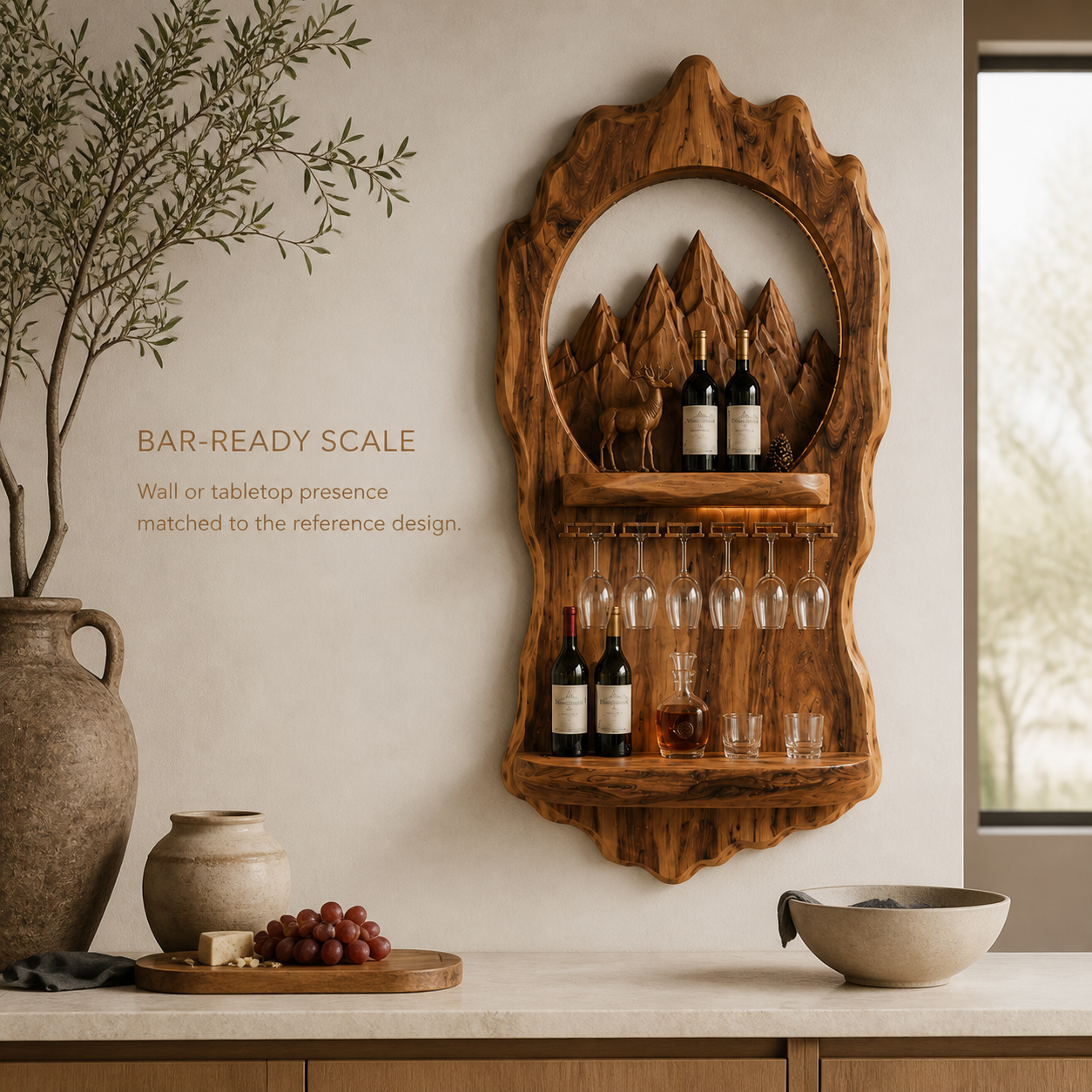 Elara Curved Natural Wood Wine Holder - Design 363 - product image 04