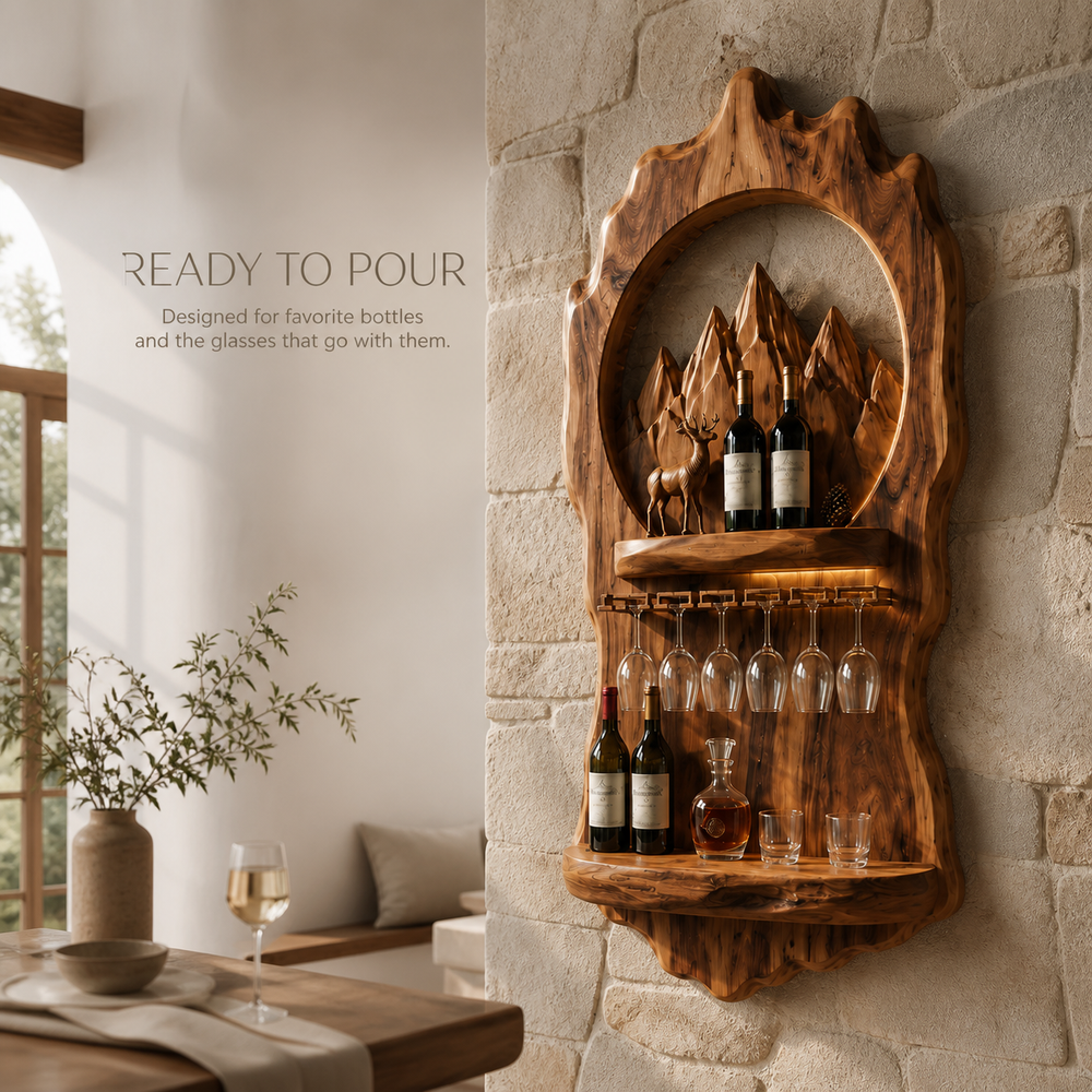 Elara Curved Natural Wood Wine Holder - Design 363 - product image 07