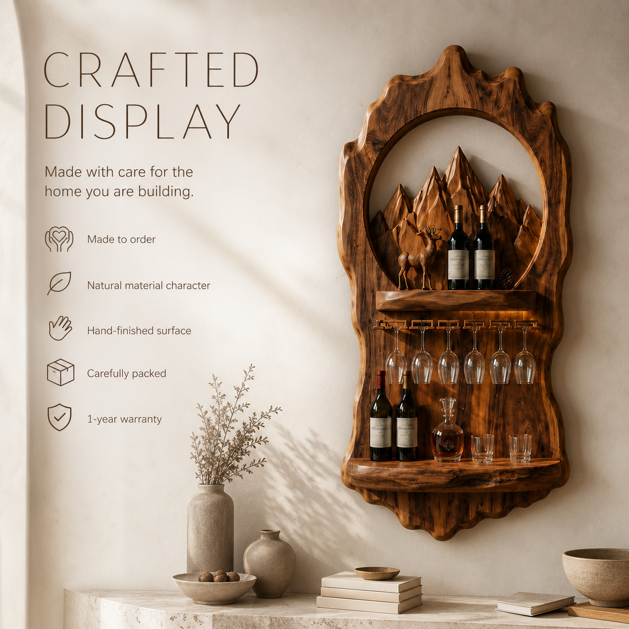 Elara Curved Natural Wood Wine Holder - Design 363 - product image 09