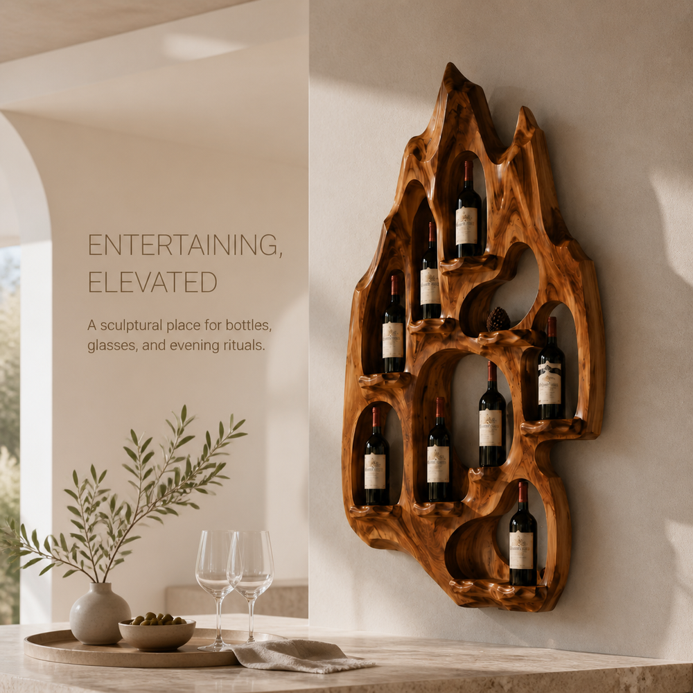 Veyra Natural Wood Wall Wine Rack - Design 364 - product image 02
