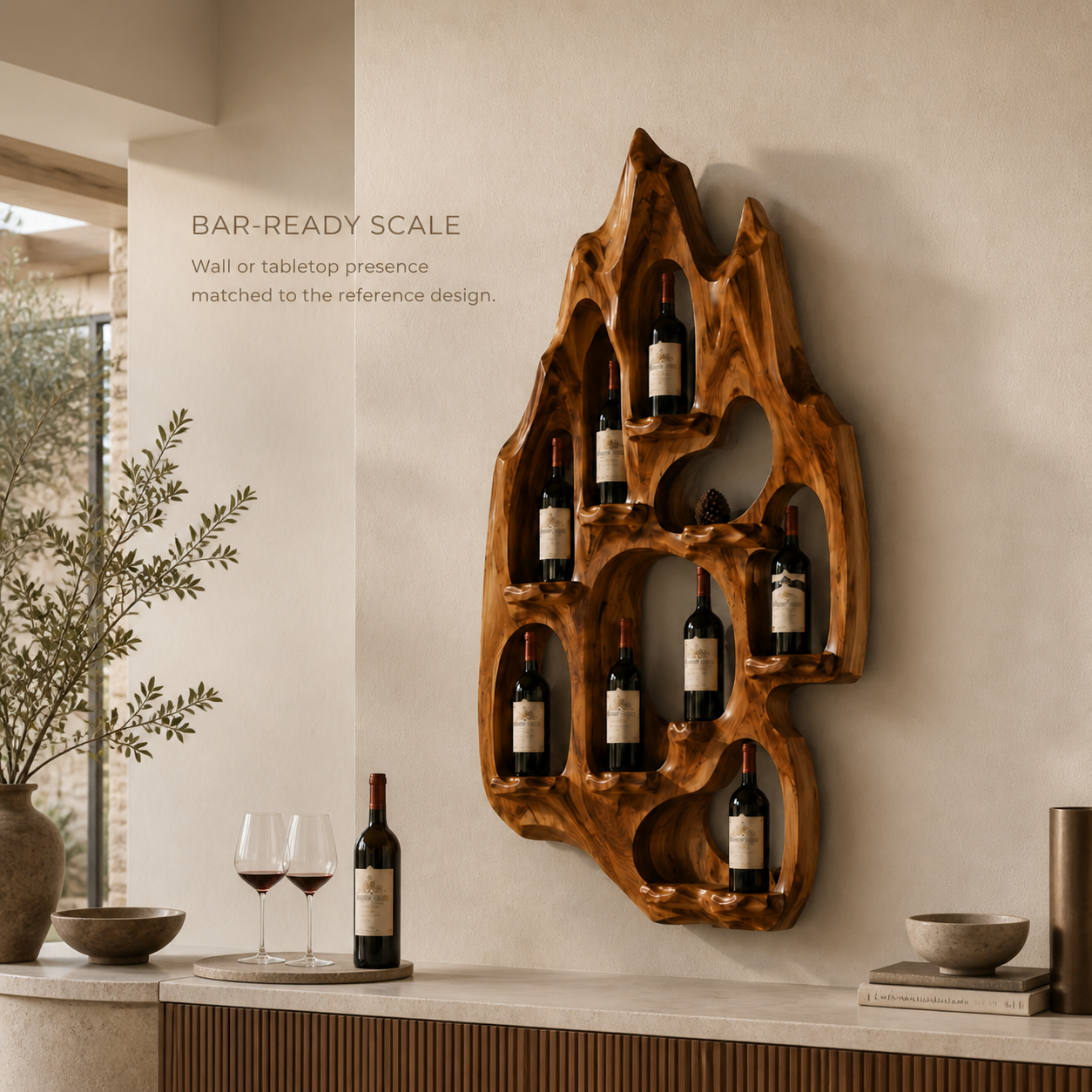 Veyra Natural Wood Wall Wine Rack - Design 364 - product image 04