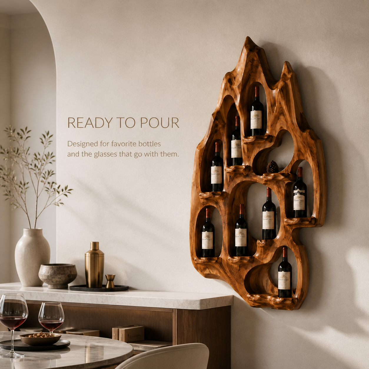 Veyra Natural Wood Wall Wine Rack - Design 364 - product image 07