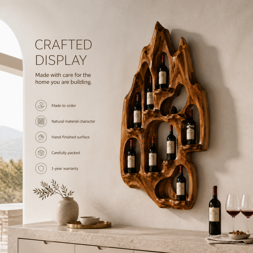 Veyra Natural Wood Wall Wine Rack - Design 364 - product image 09