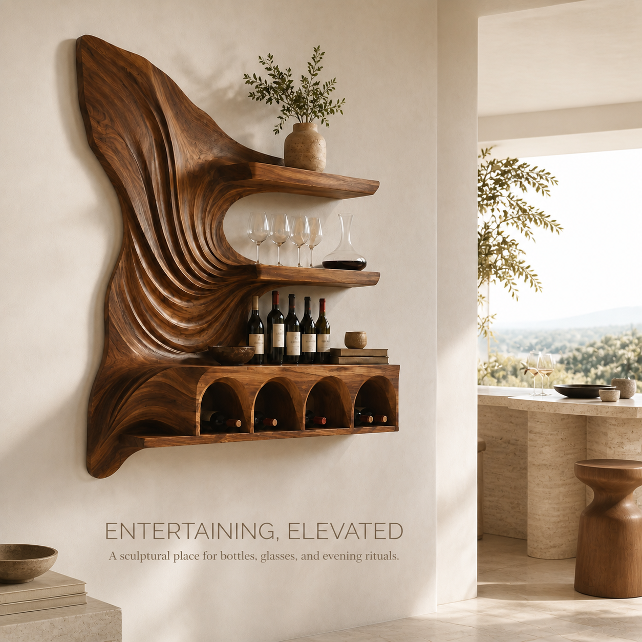 Rowan Natural Wood Wall Wine Holder - Design 367 - product image 02