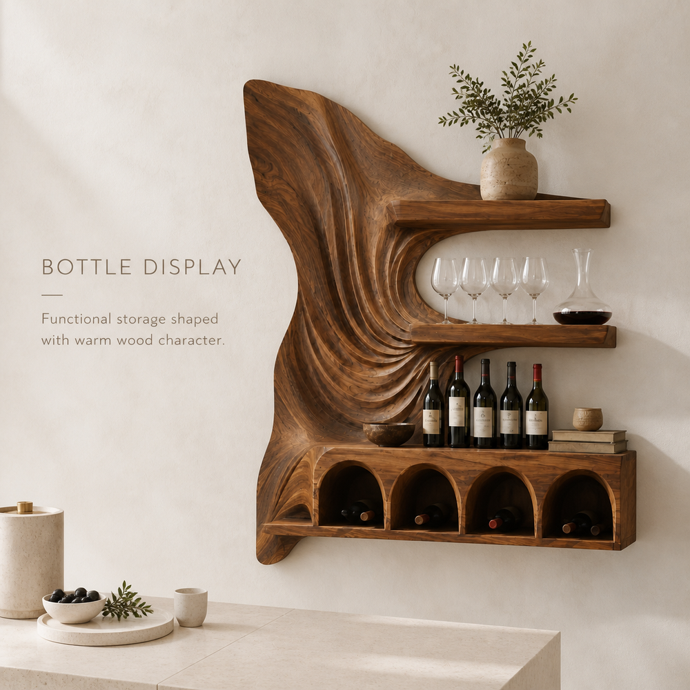 Rowan Natural Wood Wall Wine Holder - Design 367 - product image 03