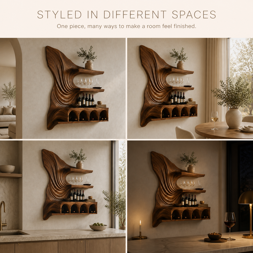 Rowan Natural Wood Wall Wine Holder - Design 367 - product image 10
