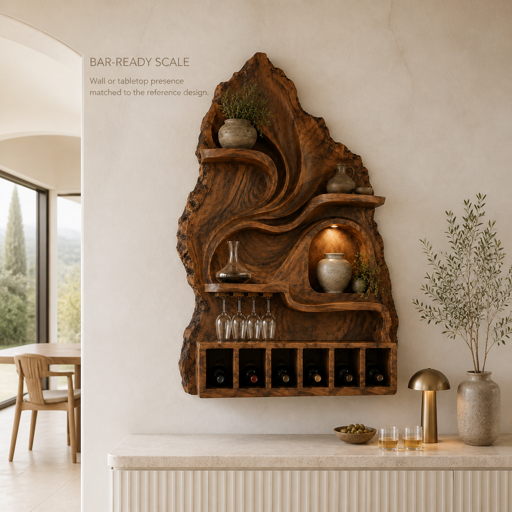Elara Curved Natural Wood Wine Holder - Design 371 - product image 04