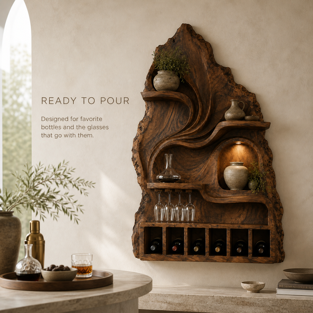 Elara Curved Natural Wood Wine Holder - Design 371 - product image 07