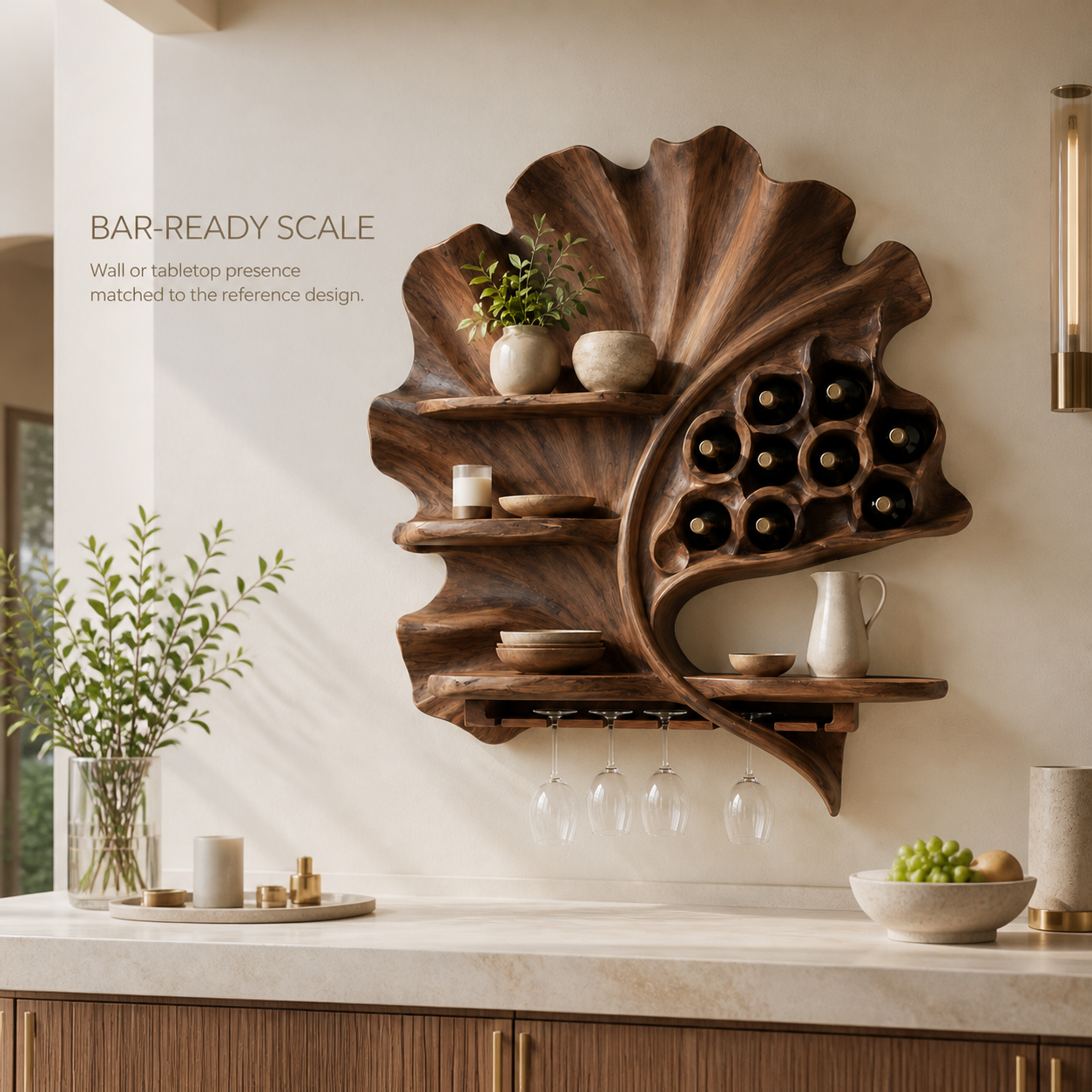 Veyra Natural Wood Wall Wine Rack - Design 372 - product image 04
