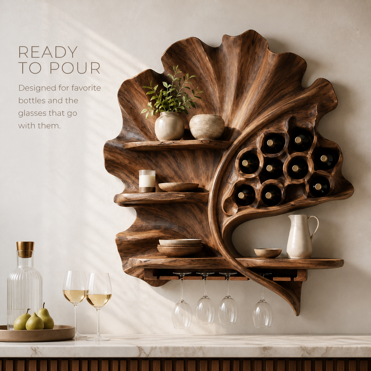 Veyra Natural Wood Wall Wine Rack - Design 372 - product image 07