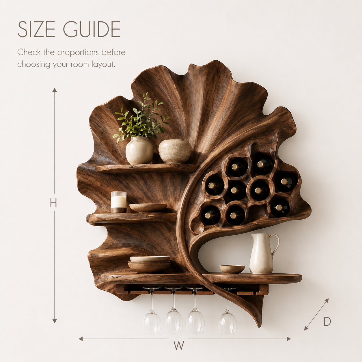 Veyra Natural Wood Wall Wine Rack - Design 372 - product image 08