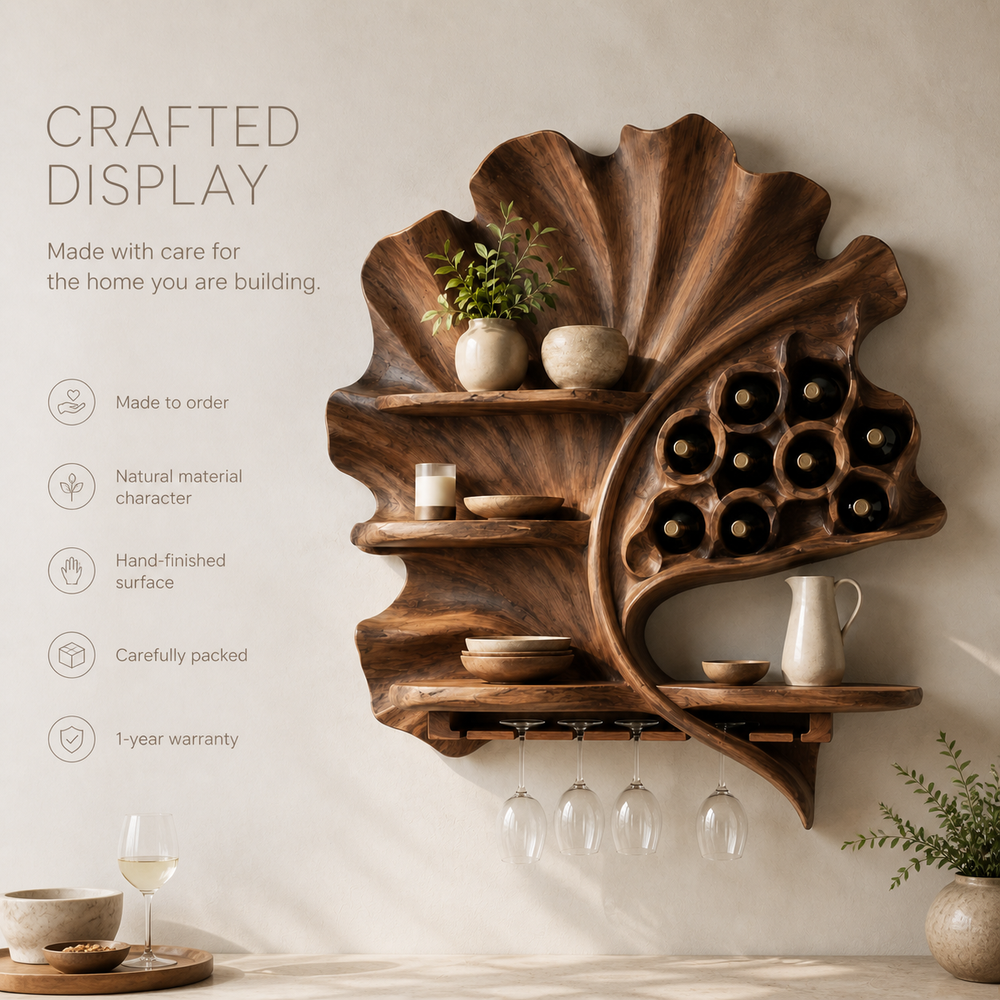 Veyra Natural Wood Wall Wine Rack - Design 372 - product image 09