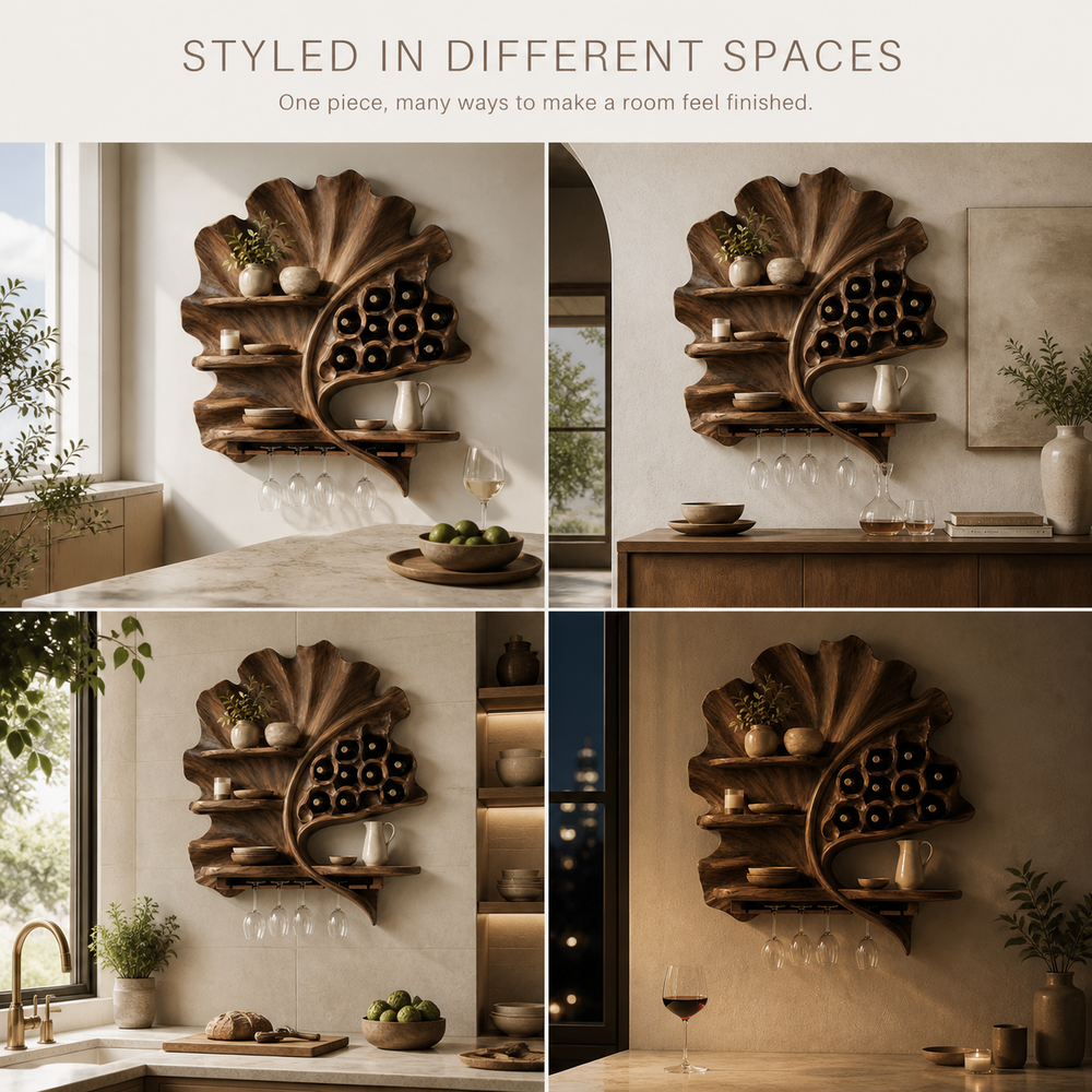 Veyra Natural Wood Wall Wine Rack - Design 372 - product image 10