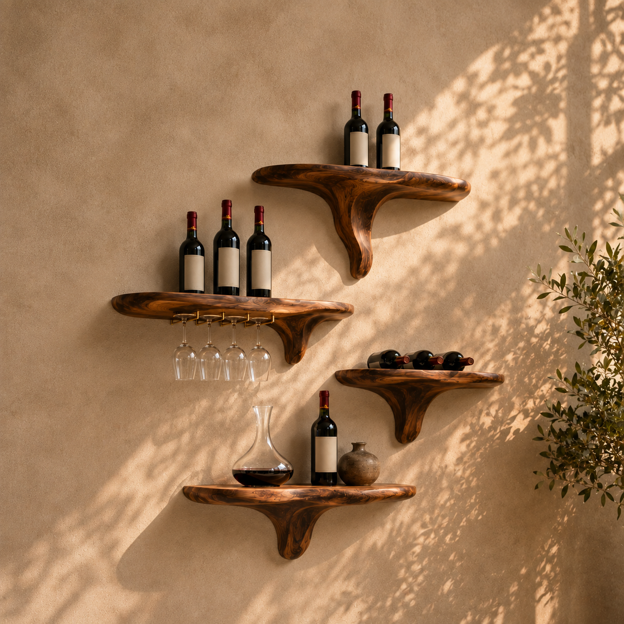 Rowan Natural Wood Wall Wine Holder - Design 375 - main view