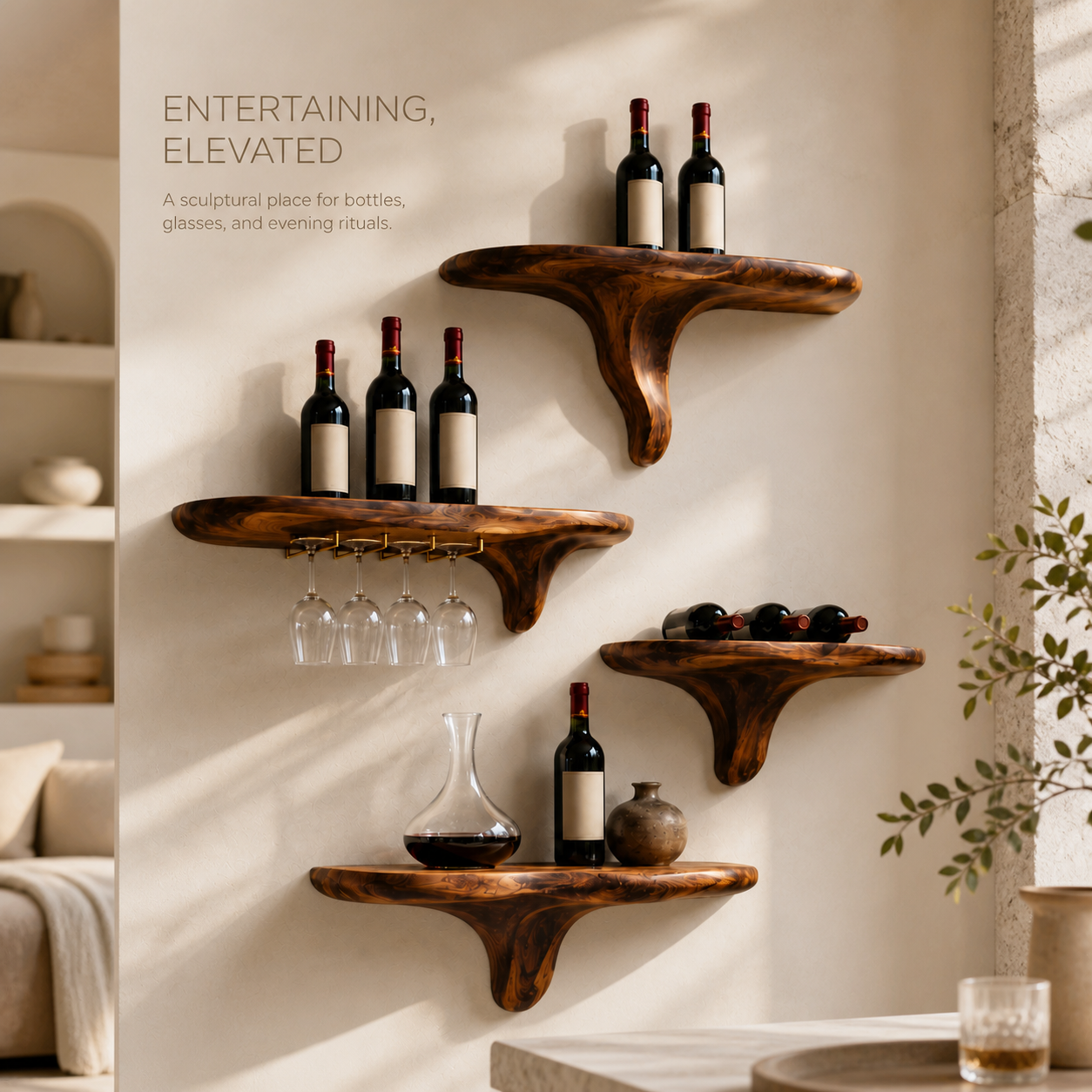Rowan Natural Wood Wall Wine Holder - Design 375 - product image 02