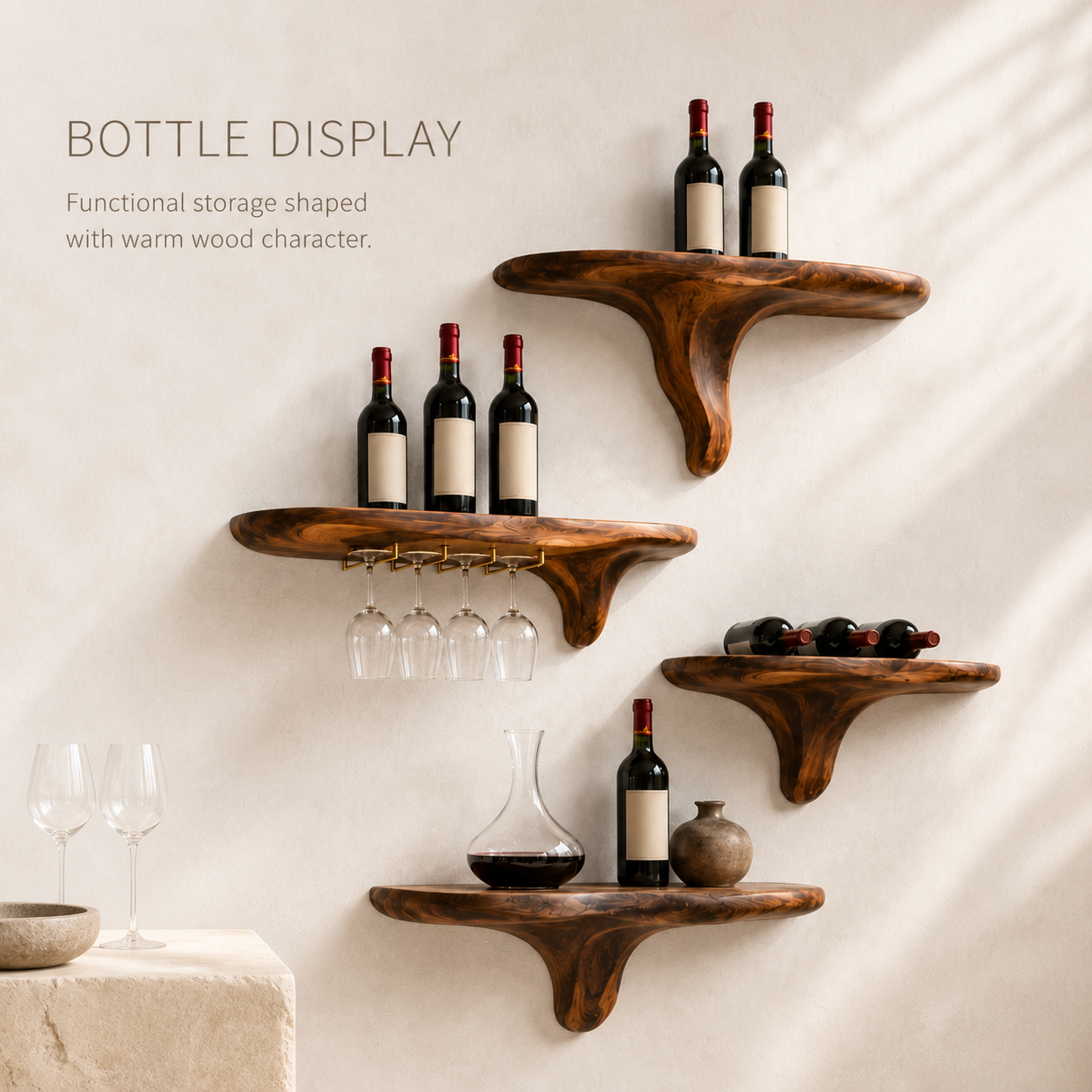 Rowan Natural Wood Wall Wine Holder - Design 375 - product image 03