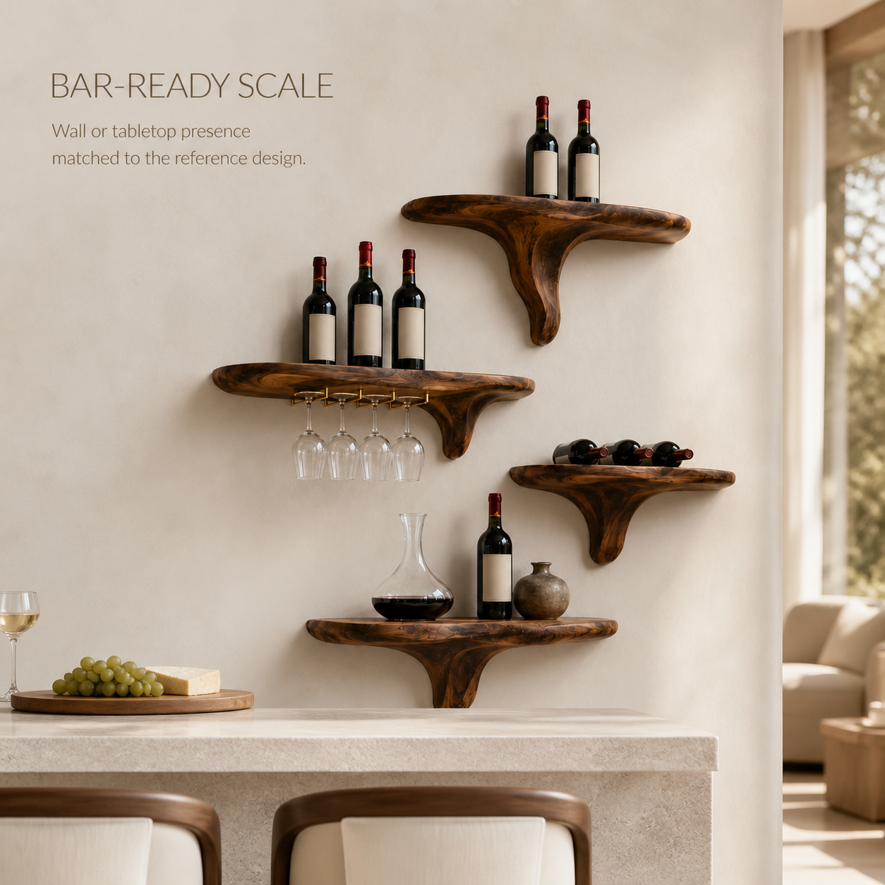 Rowan Natural Wood Wall Wine Holder - Design 375 - product image 04