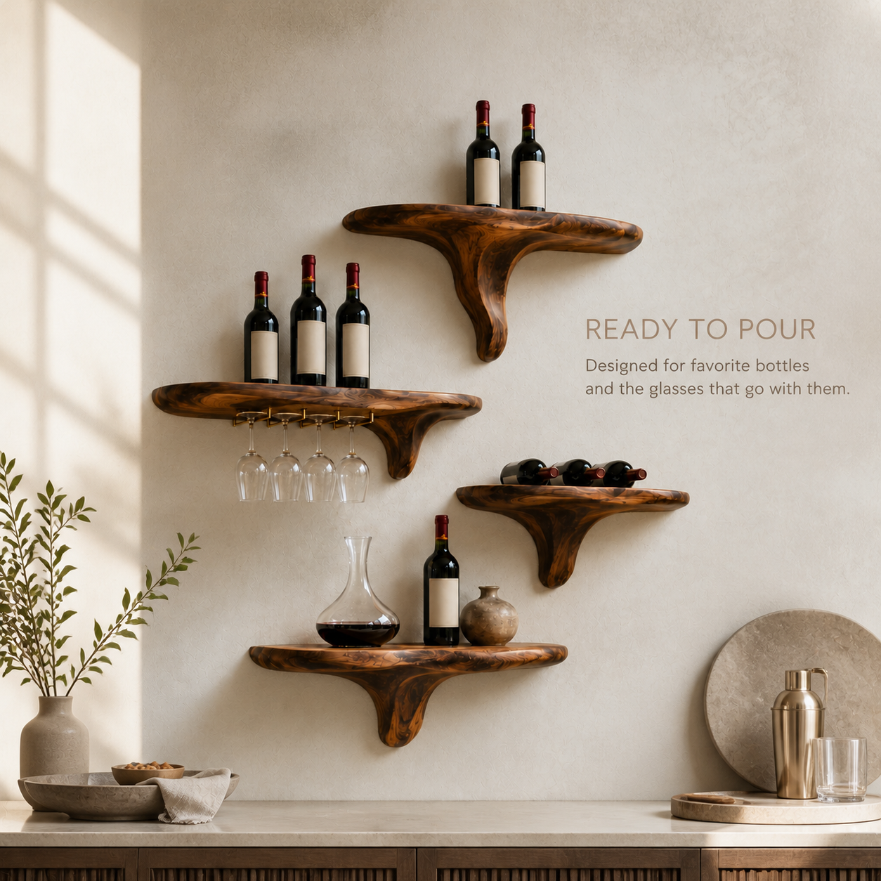 Rowan Natural Wood Wall Wine Holder - Design 375 - product image 07