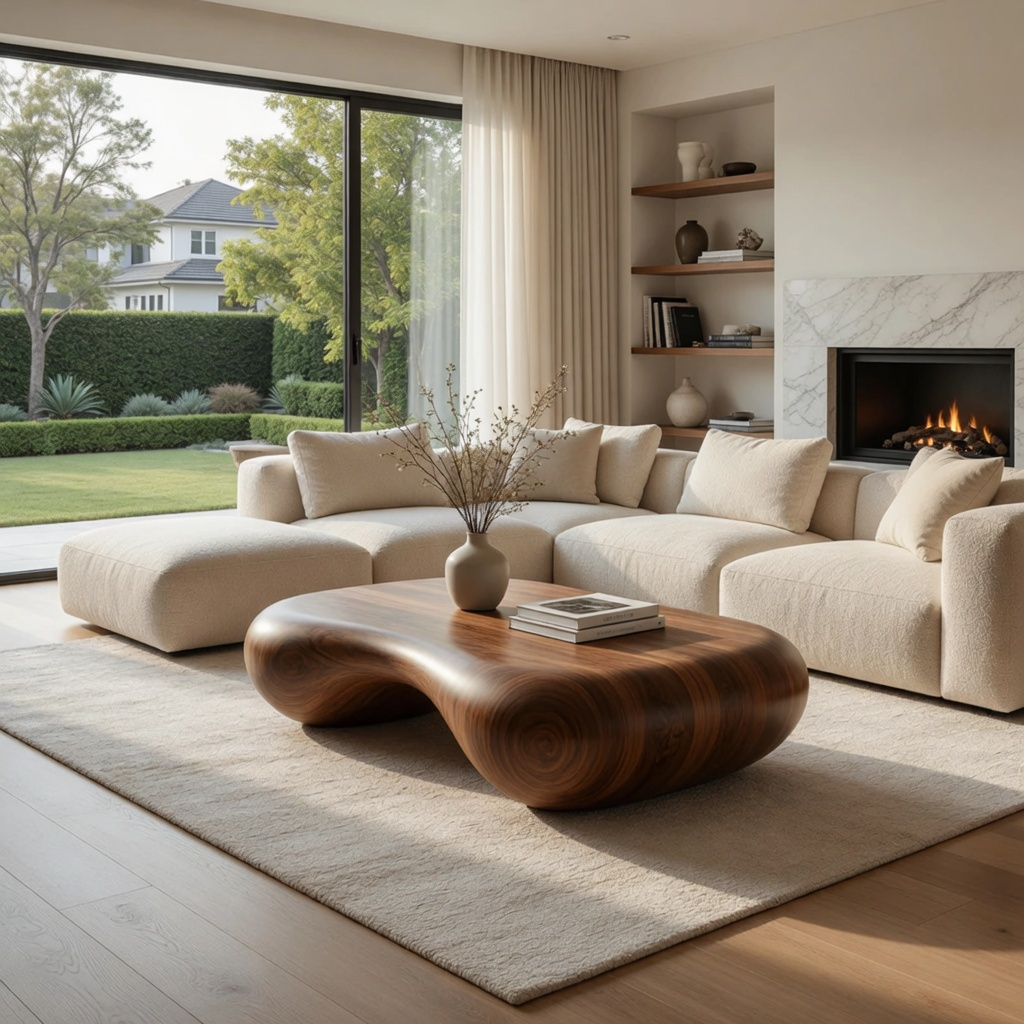 Vela Rounded Wood Coffee Table
