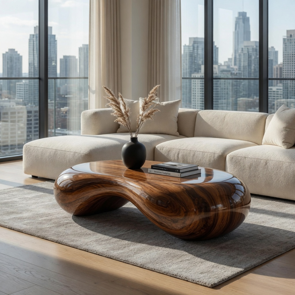 Oriel Pebble Wood Coffee Table